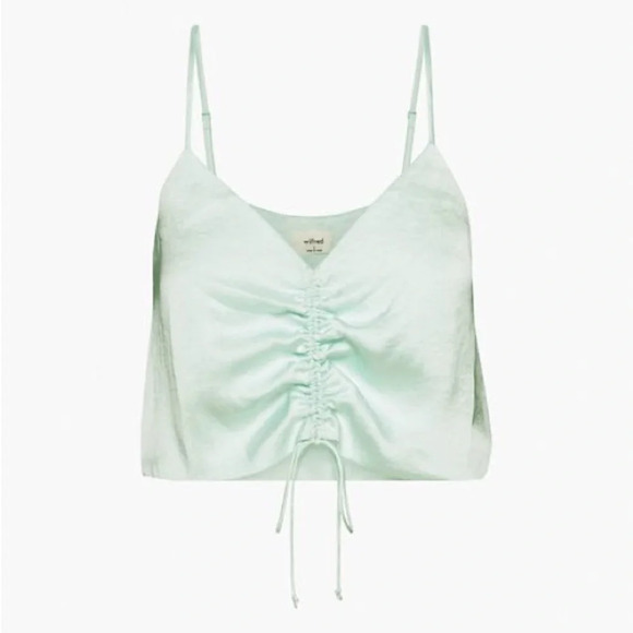 Aritzia Mint Green Ruched Crop Top Women's size Large - Picture 1 of 6